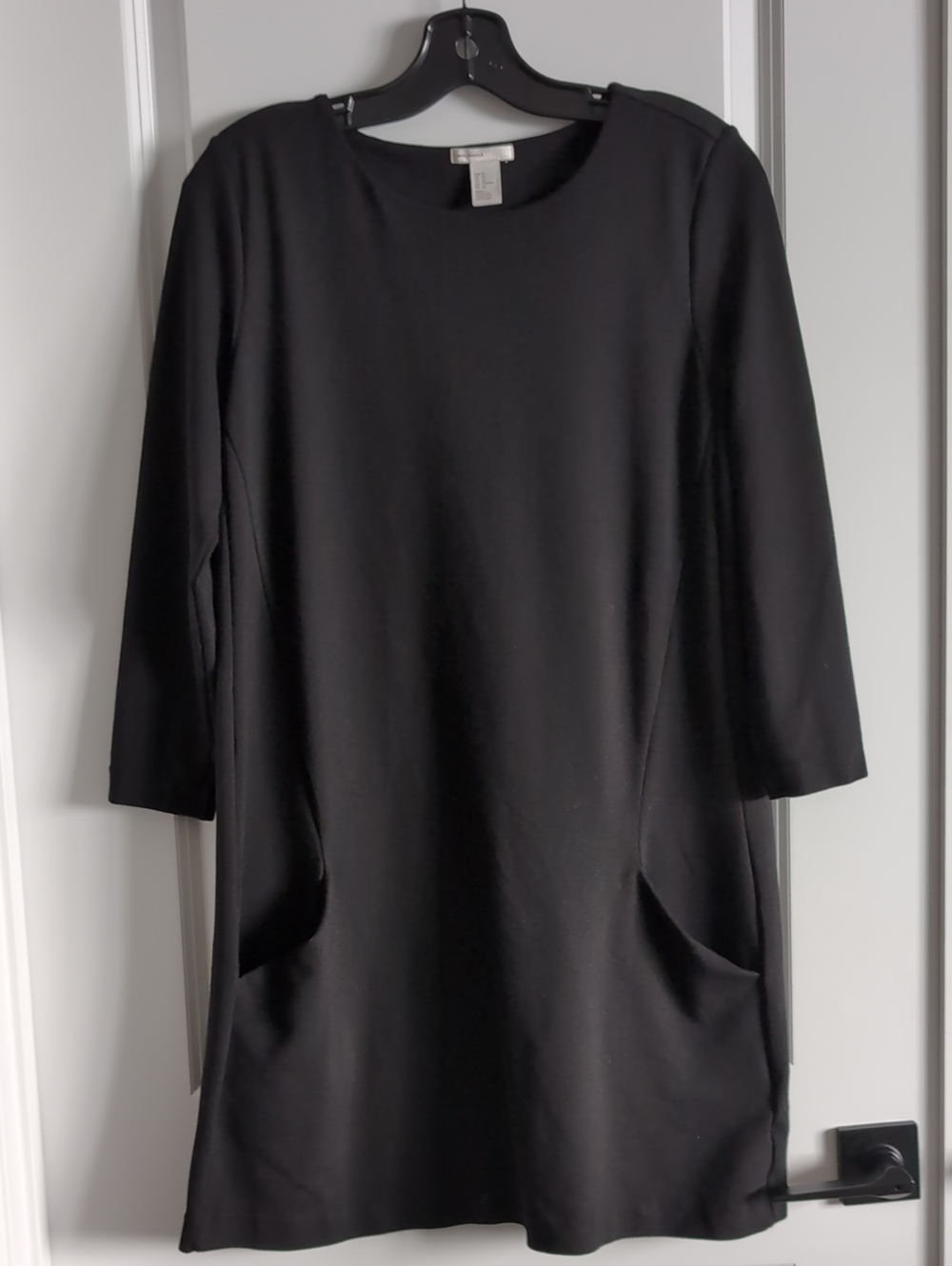 H&M Black Shift Dress with Three-Quarter Sleeves